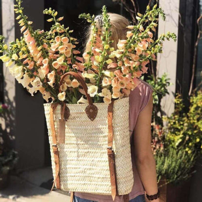 Handwoven Straw Convertible Backpack Tote with Leather Straps