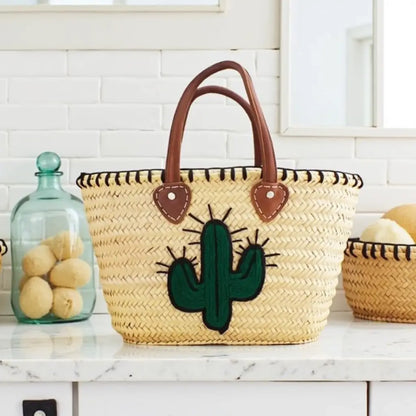Handwoven Cactus Straw Beach Bag – Artisan Made Summer Tote