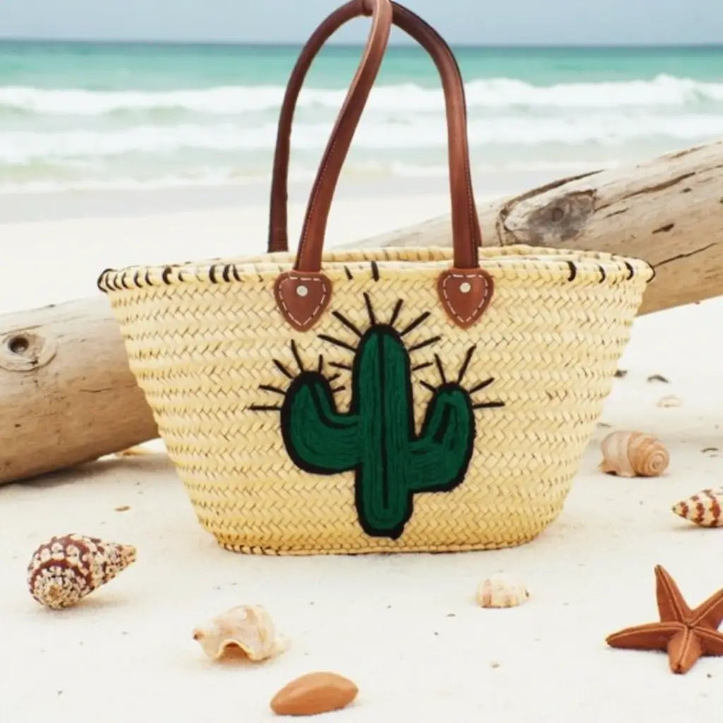 Handwoven Cactus Straw Beach Bag – Artisan Made Summer Tote