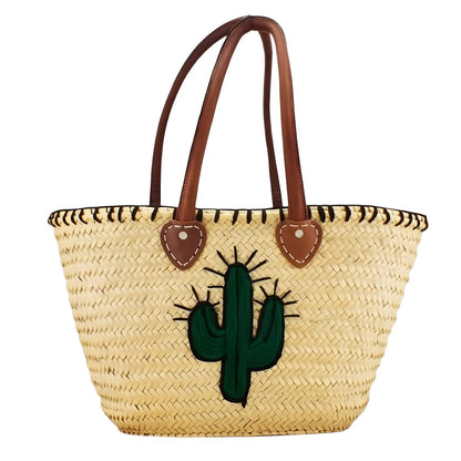 Handwoven Cactus Straw Beach Bag – Artisan Made Summer Tote
