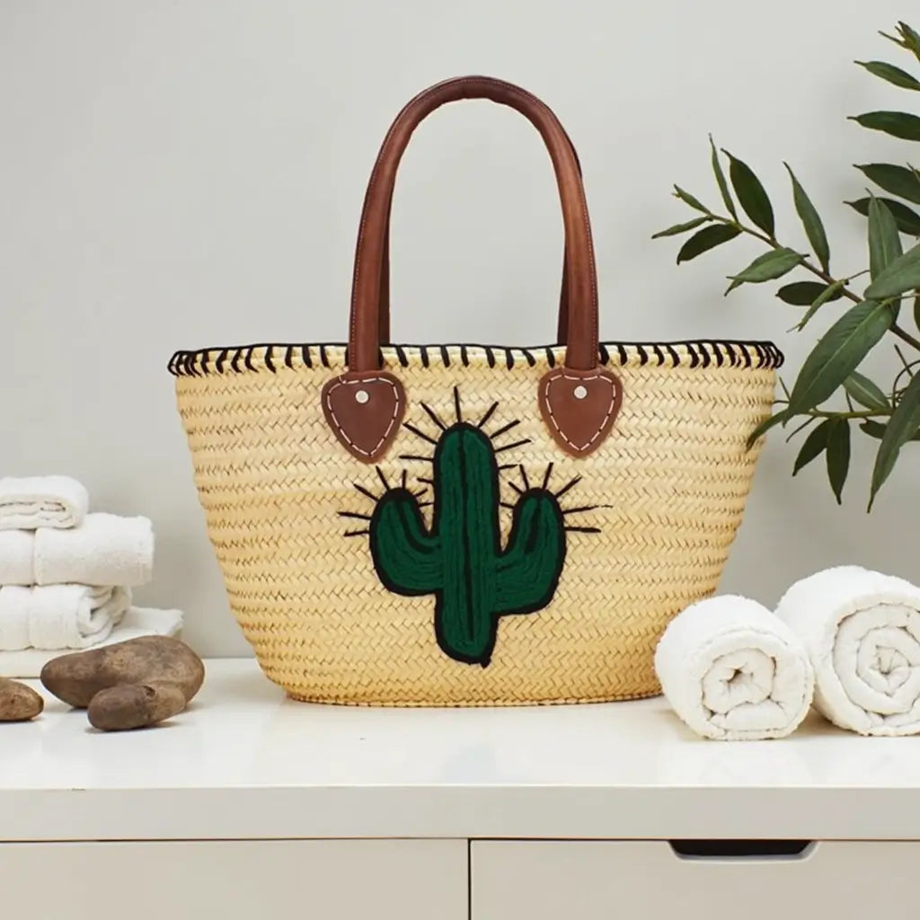 Handwoven Cactus Straw Beach Bag – Artisan Made Summer Tote