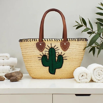 Handwoven Cactus Straw Beach Bag – Artisan Made Summer Tote