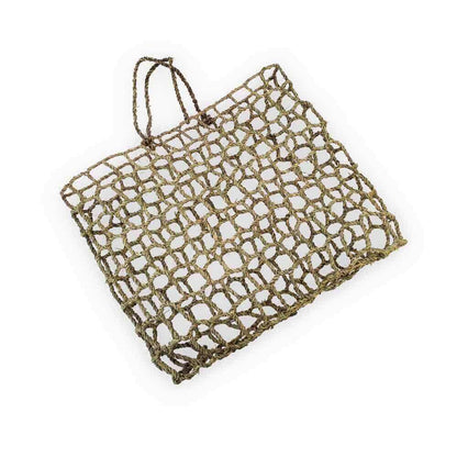 Handwoven Mesh Straw Beach Bag – Natural Open Weave Tote 14.17″