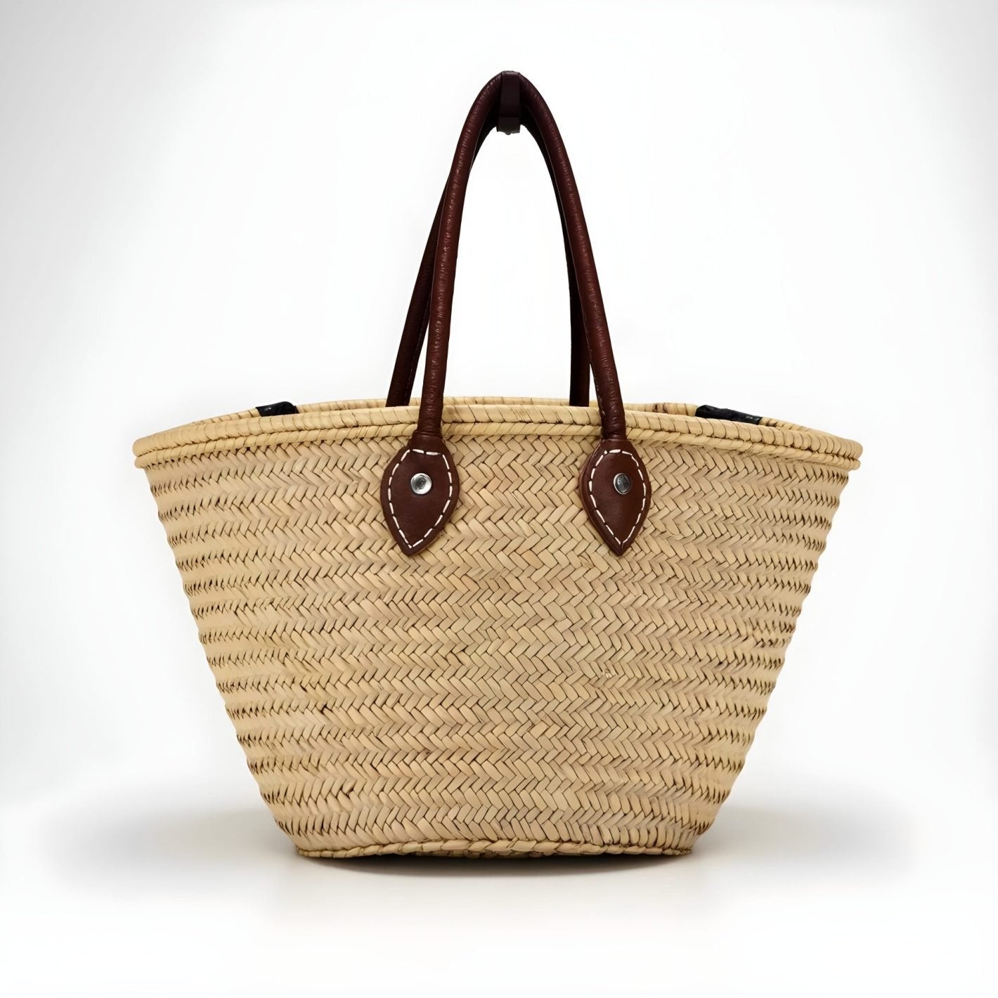Natural Straw Tote Bag with Leather Handles – French Market Basket