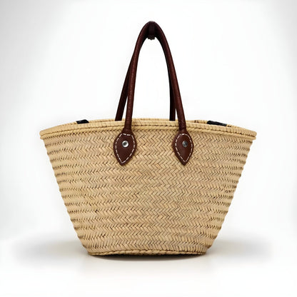 Natural Straw Tote Bag with Leather Handles – French Market Basket