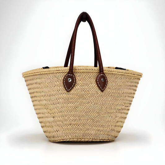 Natural Straw Tote Bag with Leather Handles – French Market Basket